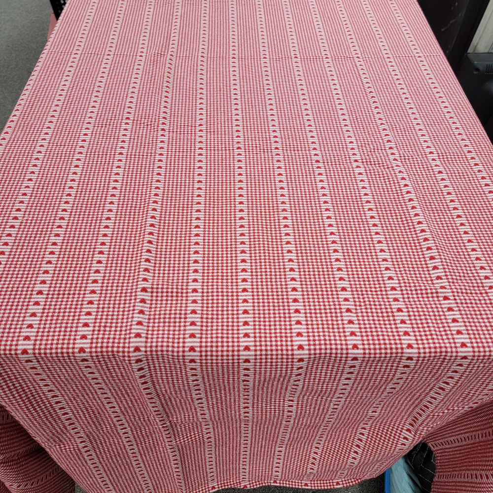 Valentine's Red and White Patterned Tablecloth
